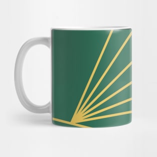 Minimalist Yellow Abstract Lines Overlaid on Top of a Green Background Mug